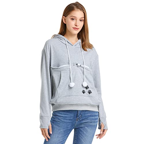 Image of ALYC Unisex Hoodies Pet Holder Cat Dog Large Pouch Carriers Pullover with Cat Printing Sweatshirt