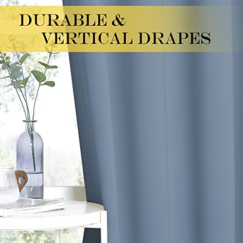 NICETOWN Bedroom Curtain Room Darkening Drapery 102 inches Length - Home Fashion Thermal Insulated Grommet Room Darkening Curtain for Living Room (Stone Blue, 1 Panel, 52 x 102 inches)