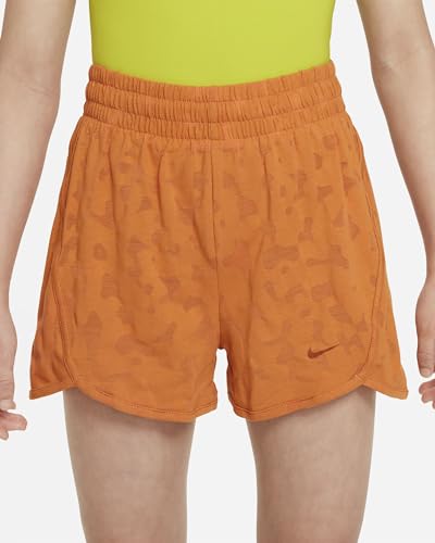 Nike Girl's DriFit Knit High-Rise Shorts, Orange, L Regular US2