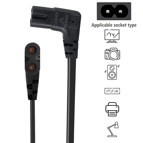 Image of Storite 5 Mtr 2-pin L-Shape Universal Replacement AC Power Cord Cable Wire for Printer, Laptop PC Notebook Computer, Tape Recorder, Camera Black