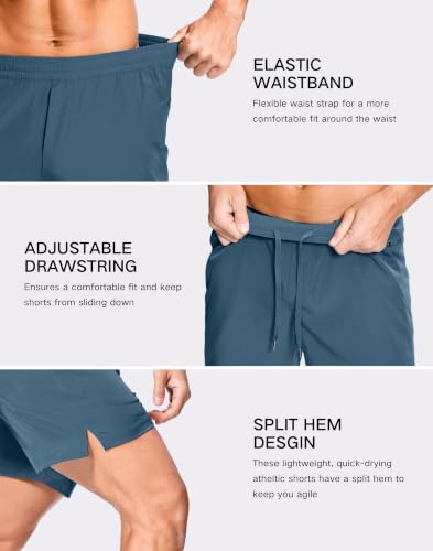 Image of GGJ Men's Lightweight Athletic Shorts with 2 Zipper Pockets 7 inch /9 inch /5 inch Gym Workout Running Quick Dry Tennis Shorts for Men