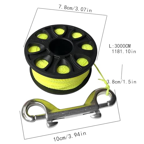 Carrete de buceo de estructura robusta y bobina fluorescente 30m 3