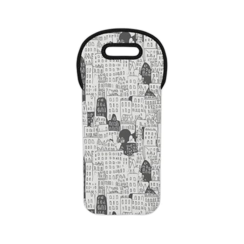 Wine Tote Bag Monochrome Urban Sketch Design Captures City Architecture Essence