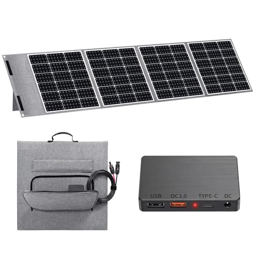 Image of 200W Portable Solar Panel 12V, 10.4 lbs Lightweight Foldable Panel with Better Low-Light Performance, MC4, USB-C and USB-A, IP65 for Power Stations, RV, Camping and Backup Power