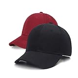 PFFY 2 Packs Baseball Cap Golf Dad Hat for Men and Women Hat Black+WineRed