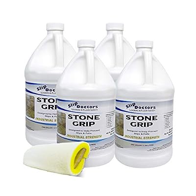 Stone Grip Industrial (4-Gallon Case) Non-Slip Floor Treatment to Prevent Slippery Tile/Stone Floors. Indoor/Outdoor, Residential/Commercial, Works in Minutes for Increased Traction