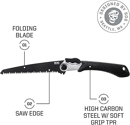 SOG-Folding-Saw-Wood-Saw-Hand-Saw-Pruning-Saw-and-Camping-Saw-with-825-Inch-Removable-Blade-and-Compact-Sheath-for-Foldable-Saw-F10N-CP-Black