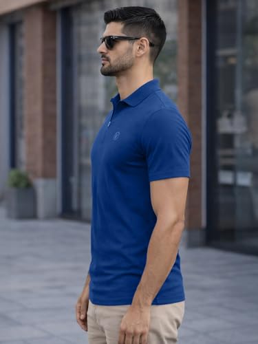 Image of Veirdo Men's Regular Fit Interlock Polo T-Shirt, Cotton Fabric, Half Sleeves,Stylish Collared Neck, Perfect for Casual and Office Wear, Soft, Comfortable (S-2XL)