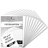 MarpaJansen Fotokarton in Weiß Matt, DIN A4, 50 Bogen, 300g/m² feste Bastelpappe für Cardboard und Scrapbooking, Blauer Engel zertifiziert