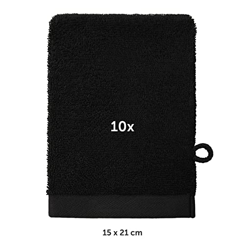 Blumtal Premium Frottier Waschlappen Set 10 teilig 100% Baumwolle - Oeko-TEX zertifizierte Waschlappen 10x (15x20 cm) - Ultra saugstarkes Frottier Seiftücher Set waschbar °60 - Seiflappen Schwarz – Bild 3
