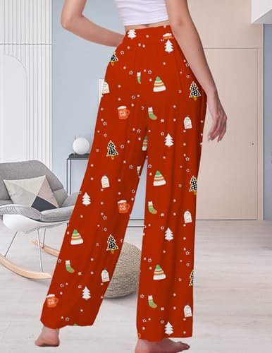 Image of Veseacky Women's Wide Leg Lounge Pants Yoga Pajamas Comfy Stretch Drawstring Pajamas Puls Size Dance Bottoms S-4XL