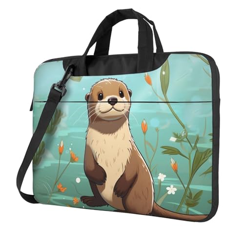Housse antichoc pour ordinateur portable avec bandoulière et motif loutre