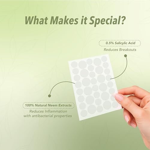 Image of DR.RASHEL Neem Acne Pimple Patch with Salicylic Acid, Hydrocolloid Patches for Zits and Blemishes, 36 Patches