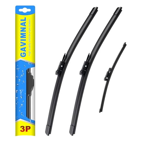 Image of Gavimnal Silicone Wiper Blades Replacement For BMW X1 2012-2015 | 24 inch+19 inch Front & 12 inch Rear, All-Weather, Streak-Free, OE-fit, Quiet, Easy One-Click Install