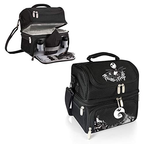 Oniva - A Picnic Time Brand - Disney Nightmare Before Christmas Jack Pranzo Lunch Bag - Insulated Lunch Box With Picnic Set - Lunch Cooler Bag, (Black) #TOP1