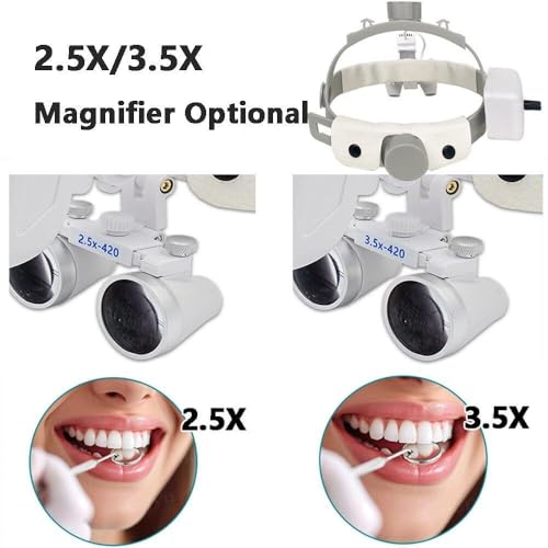 Lupas dentales LED con Faro, Aumento de 2.5X y 3.5X, Lupa Binocular Recargable para Laboratorio quirúrgico, Diadema ergonómica, Enfoque Ajustable.