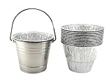 BIG PART Stainless Steel Grease Bucket with 12-Pack Drip Bucket Liner Insert Replacement for Green...