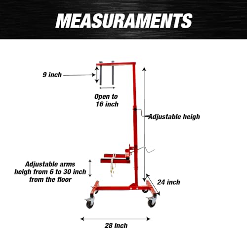 Car Door Installer and Remover Jack Lift Hoist, Auto Body Door Trolley Service Lift With 4 Steel Swivel Castors, Heavy Duty Floor Jack Stand Dolly - Red