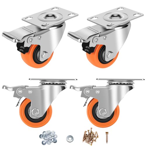 ASRINIEY 2' Caster Wheels - Heavy Duty Swivel Casters Set 4 w/Dual Locking