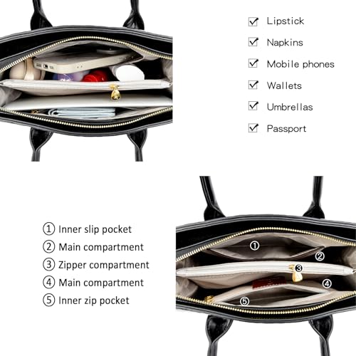 Eslcorri Women Top-Handle Tote Bags Fashion Satchel Handbag PU Leather Shoulder Hobo Purse Crossbody Pocketbook4