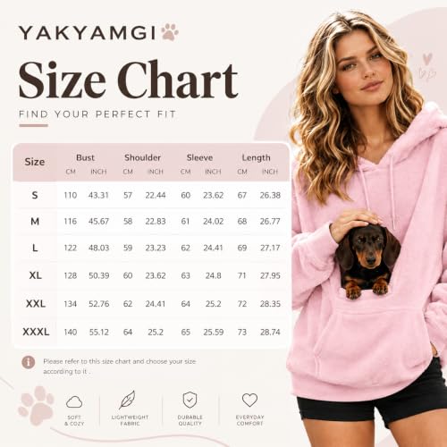 Womens Hoodie with Dog Pouch Fuzzy Pet Carrier Cat Dog Pouch Sweatshirt - image 5