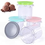 PCTTOIL 4 Pack Ice Cream Pints and Lids Compatible with Ninja Creami Breeze Ice Cream Makers,BPA-Free,Dishwasher Safe,Color Lids (NC100 NC101 NC200 NC201 & NC205A Series)
