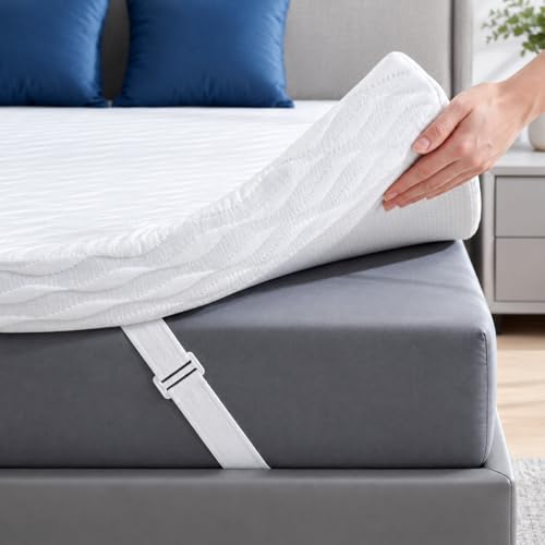 Homkdom 3 Inch Gel Memory Foam Mattress Topper Queen – Oeko-TEX Certified, Cooling Mattress Pad for Back Pain Relief, Non-Slip with Removable & Washable Cover