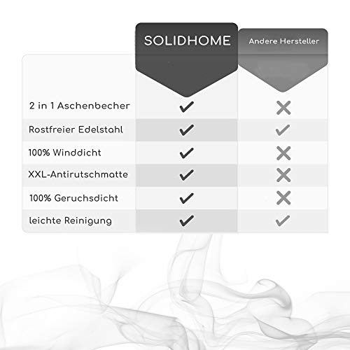 Solidhome XL asbak voor buiten. Asbak met deksel van roestvrij staal voor tuin en binnenshuis. - Image 3