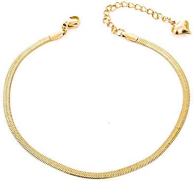 QJLE Gold Anklets for Women Waterproof,18K Gold Plated Anklet for Women Snake Chain Link Dainty Ankle Bracelets Summer Beach Jewelry