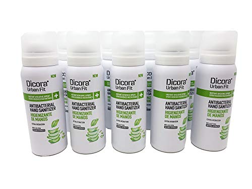 Caja 12 sprays hidroalcohólicos para desinfectar las manos formato bolsillo. Aroma Aloe Vera. Caja 12 botes 75 ml rápido secado sin aclarado
