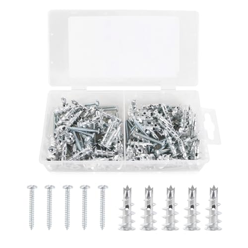 Tasselli autoforanti per cartongesso in metallo, 12 x 30 mm, tasselli per cartongesso, fissaggio in cartongesso con viti, ganci di ancoraggio da parete, acciaio al carbonio, ancoraggio a parete cava