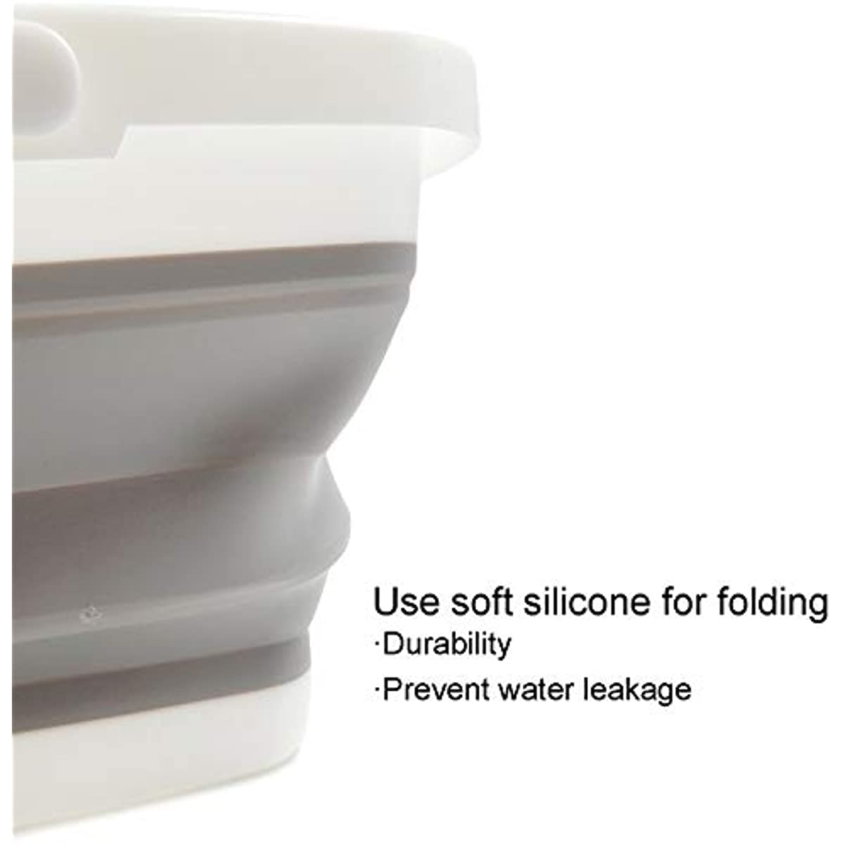 Premium Foldable Plastic Bucket 10L(2.64 gal) and 5L (1.32 gal) Ice Bucket Soft Water Jar Mini Square Tub Space Saving Bucket Car Wash Bucket Outdoor Fishing Food Jar (Gray)