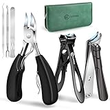 Toenail Clippers for Seniors Thick Toenails, CLPPNA Heavy Duty Large Toe Nail Clippers for Thick Nails with Wide Jaw, Sharp Ingrown Toenail Clippers Nail Cutter, Long Handle with Slanted Curved Blade