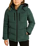 Reebok Girls Winter Coat - Heavyweight Quilted Girls Jacket Zip Up Weather Resistant Puffer Kids Winter Coat with Pockets, Size 7-8, Thyme