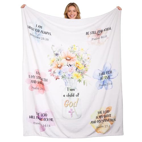 Zourglow Manta cristiana, regalo suave e inspirador para bautizo, primera comunión y confirmación, manta de oración acogedora para mujeres, adolescentes, hija, recuerdo religioso para hermana, mamá