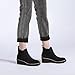 Athlefit Women's Chelsea Wedge Boots Elastic Platform Lug Sole Slip on Wedge Ankle Black Booties Size 8.5