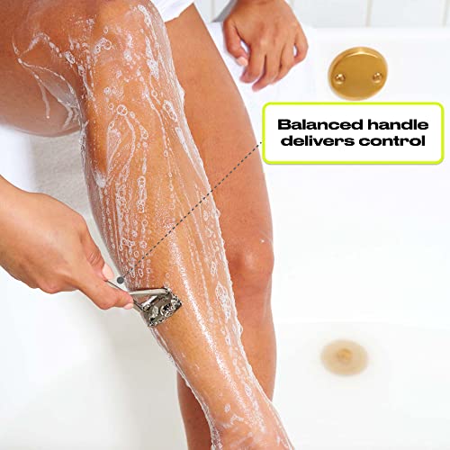 The Leaf Razor, Gold - Plastic-Free, Three-Blade, Pivoting Head Razor For Women & Men #TOP5