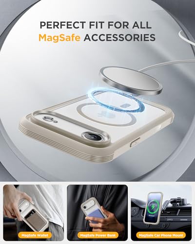 Image of Miracase Magnetic for iPhone Air Case 6.5 inch [Compatible with MagSafe] Full-Body Phone Case with Built-in Glass Screen Protector & Camera Control,Drop Proof iPhone 17 Air Case Cover, Grey Titanium
