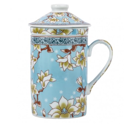 lachineuse - TISANIERE à THE Chinoise - FLEUR DE LOTUS - Tasse à Infusion en Porcelaine - Avec Infuseur et Couvercle - Vaisselle Traditionnelle de Chine - Idée Cadeau...