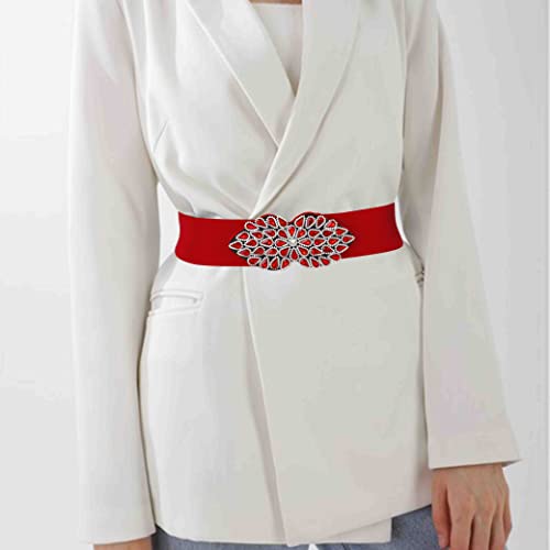 Rhinestone Stretch Belt Wide Red Dress Belt Women Green Elastic Belts Dressy Waist Jewelry Accessories4