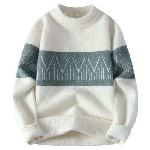 Pull homme col rond coupe ajustée et chaud style coréen pour l'hiver