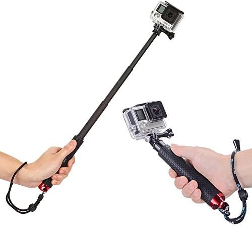 Walway19'' Waterproof Underwater Hand Grip Adjustable Extension Selfie Stick Monopod Pole for GOPRO Hero 6/5/ 5 Session/ 4 Session/ 4/3+/ 3/2/1, GeekPro, AKASO, Xiaomi Yi, SJCAM SJ4000 (Red)