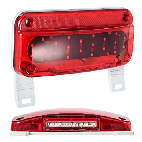 Partsam Rectangular Red Led Rv Camper Trailer Stop Turn Brake Tail Lights White License Plate Light 49 Led With License Bracket Holder And White Base 12V Sealed W Reflex Surface Mount (Left + Right) #TOP5
