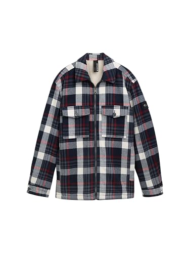 TOM TAILOR Herren Flanell Karo-Jacke mit Brusttaschen,35776 - Navy red Big Check, XXL – Ansicht 4