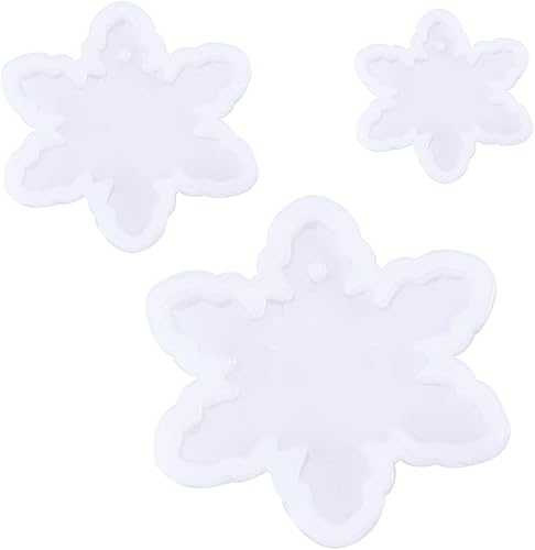 Miniatura 6 de Moldes de fundición de arcilla para manualidades de copos de nieve, con agujeros, moldes de resina de copo de nieve de silicona, molde para resina,