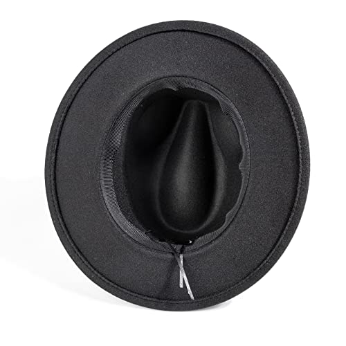 DRESHOW Fedora-Hut mit breiter Krempe für Damen Gürtelschnalle Retro-Panama-Schlapphut