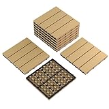 Garvee Waterproof interlinked Composite Deck Tiles 12"x12" – Wood Grain Plastic Patio Flooring – Outdoor & Indoor, Anti-Slip, Weather-Resistant, Easy DIY, Balcony, Porch, Poolside, Garden Décor –9PCS