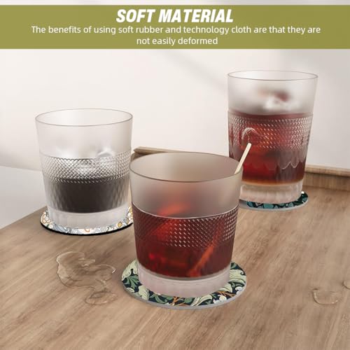 Image of HASTHIP Floral Coasters 4.7 Inches Rubber Set of 4 Anti Slip Absorbent