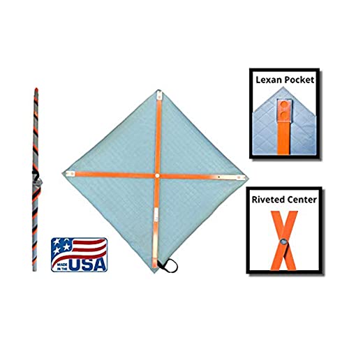 Eastern Metal Signs and Safety 48 x 48 Inch Super Bright Reflective Roll Up Utility Work Ahead Fluorescent Orange Warning Sign with Fiberglass Batons