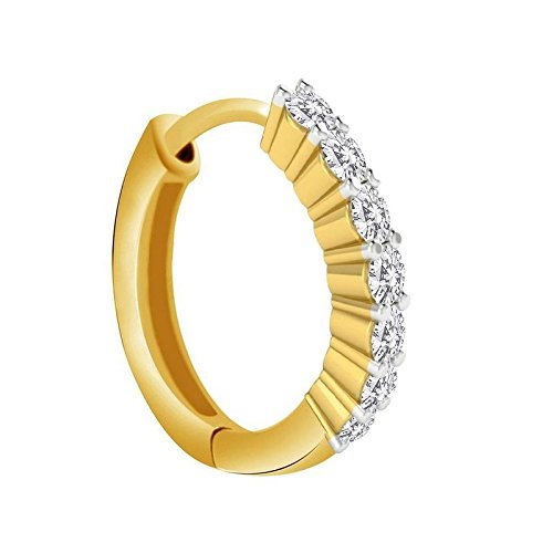 Gold Plated 92.5-925 Sterling Silver Round Shape White Cubic Zirconia Prong Setting Saniya Style Nose Ring for Women Girls-image-18